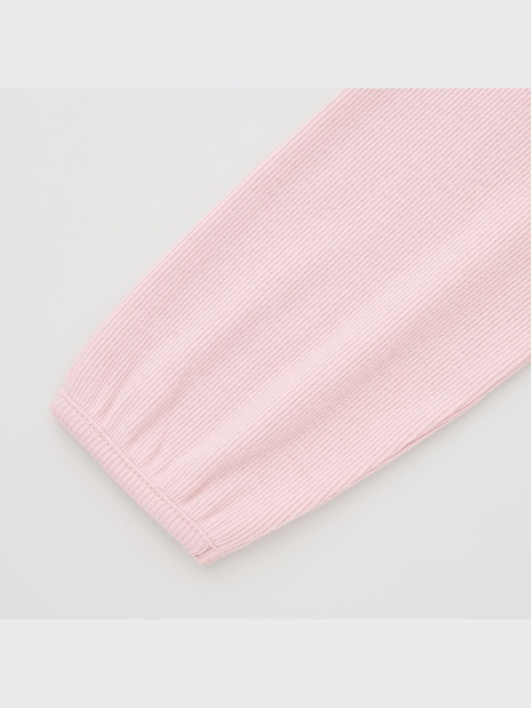 Ribbed Frill Crew Neck Long-Sleeve T-Shirt