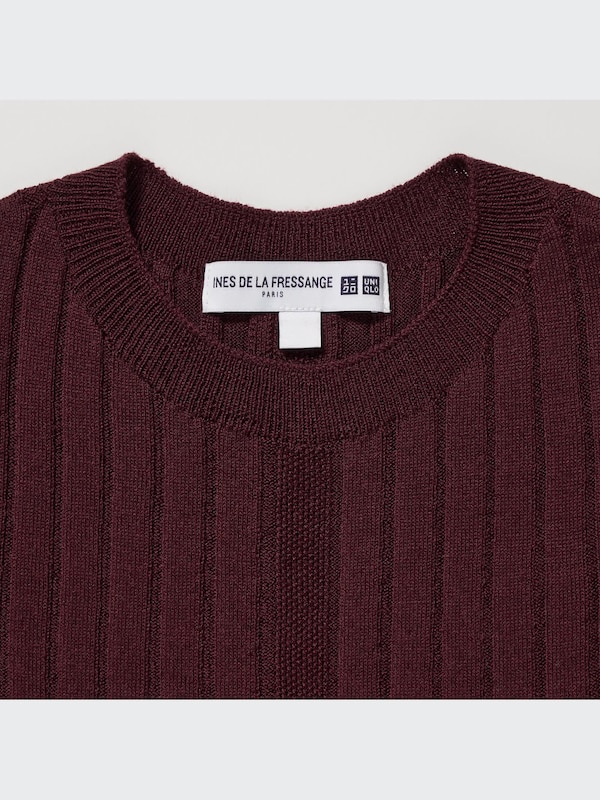 3D Knit Ribbed Crew Neck Long-Sleeve Dress