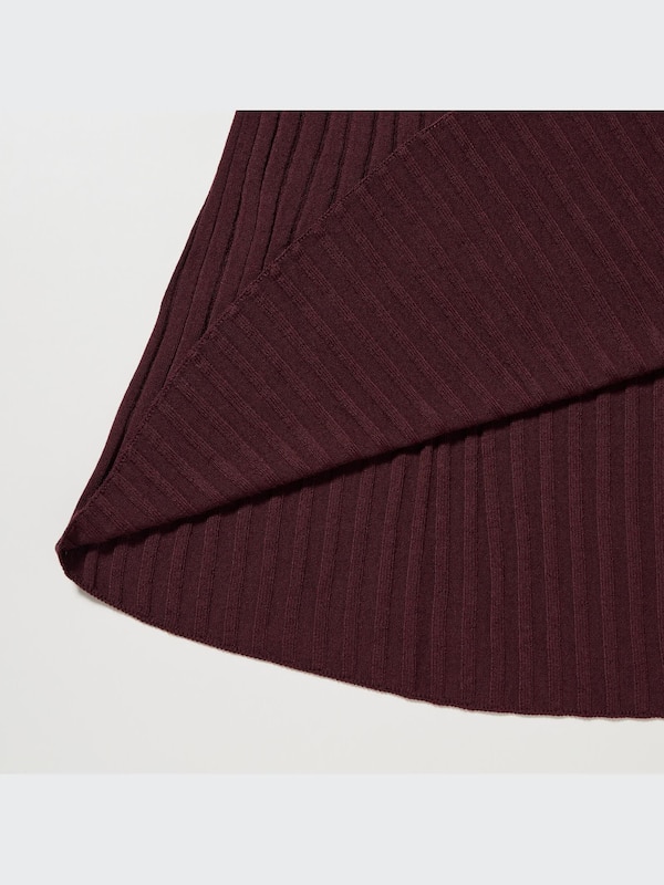 3D Knit Ribbed Crew Neck Long-Sleeve Dress