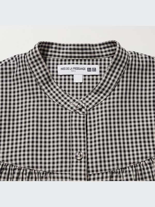 Volume Checked Long-Sleeve Blouse