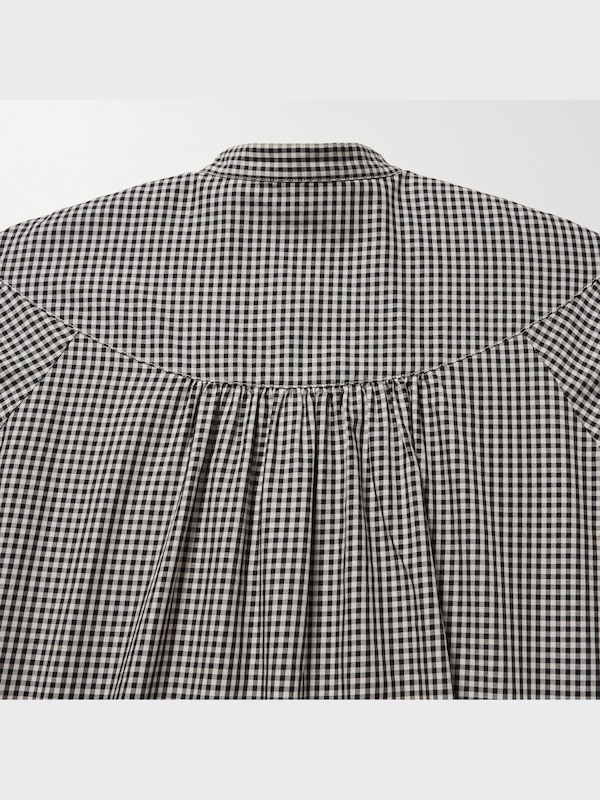 Volume Checked Long-Sleeve Blouse