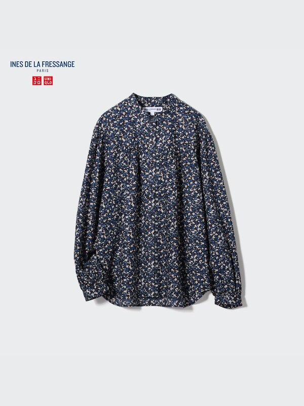 Volume Printed Long-Sleeve Blouse