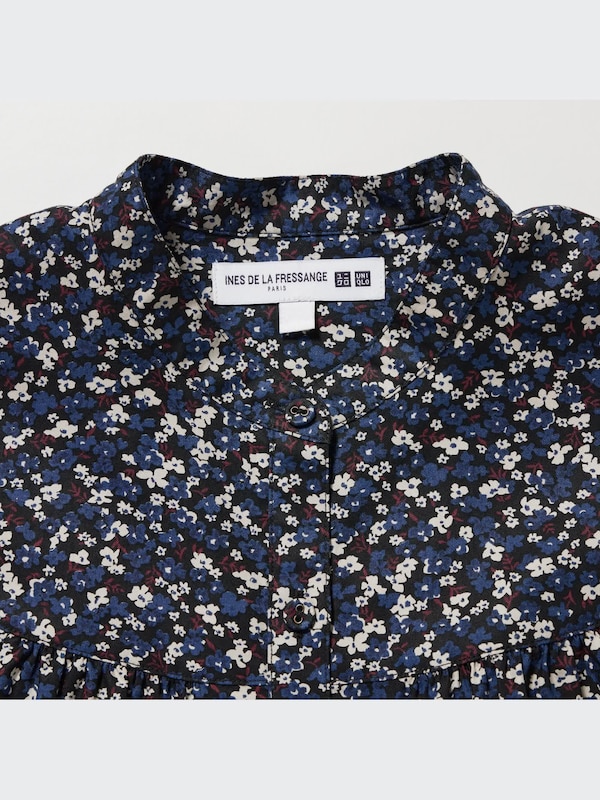 Volume Printed Long-Sleeve Blouse