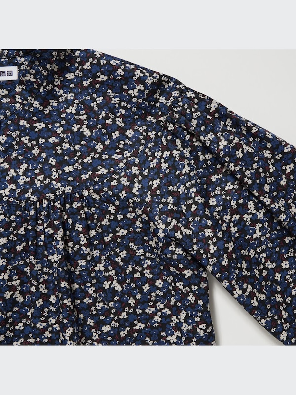 Volume Printed Long-Sleeve Blouse