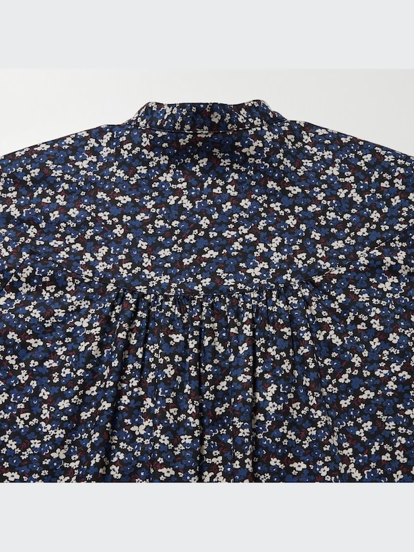 Volume Printed Long-Sleeve Blouse