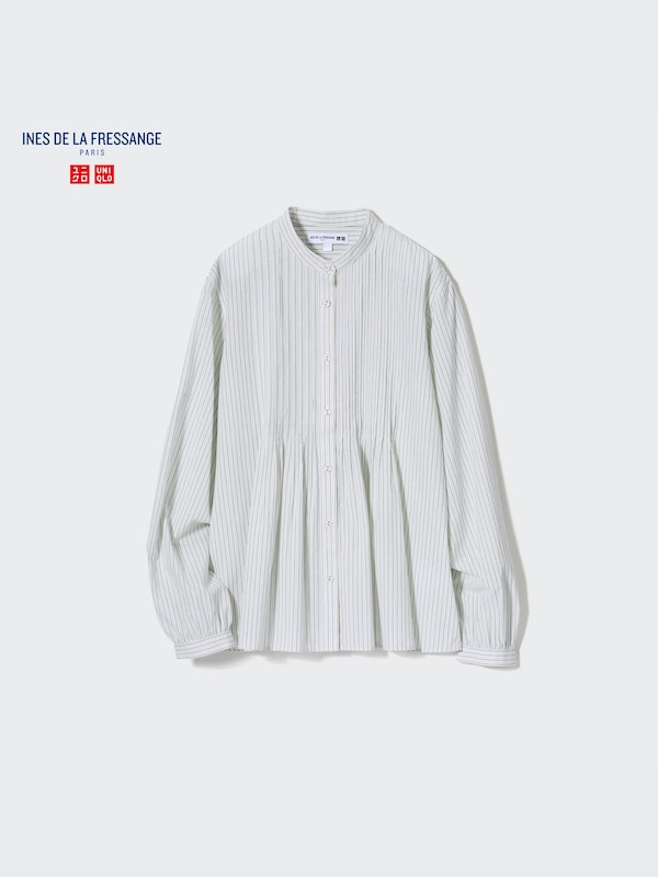 Pintuck Striped Long-Sleeve Blouse
