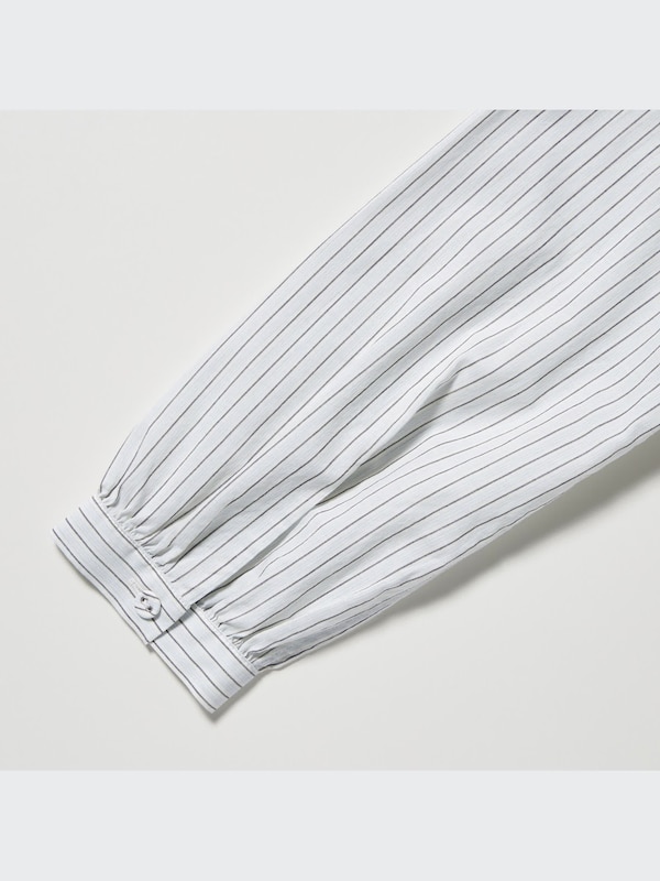 Pintuck Striped Long-Sleeve Blouse