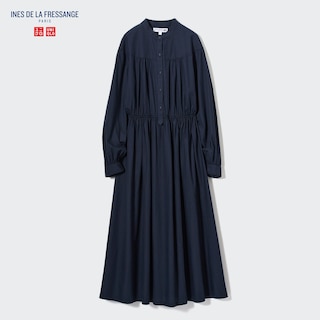 Cotton Twill Volume Sleeve Long Dress (Ines de la Fressange)