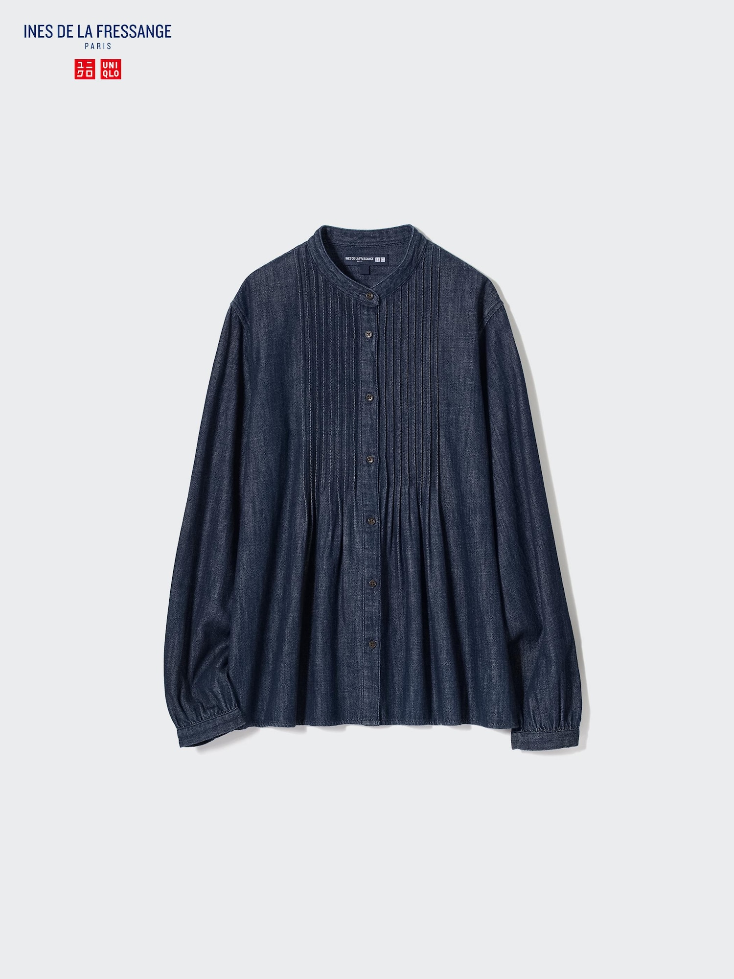 Denim Pintuck Short Sleeve Shirt