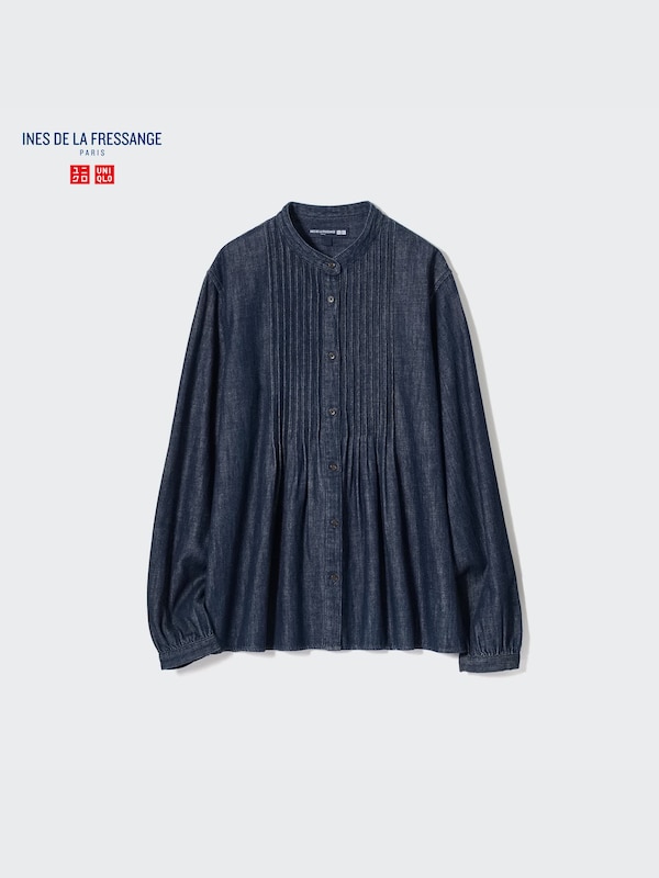 Denim Pintuck Short Sleeve Shirt