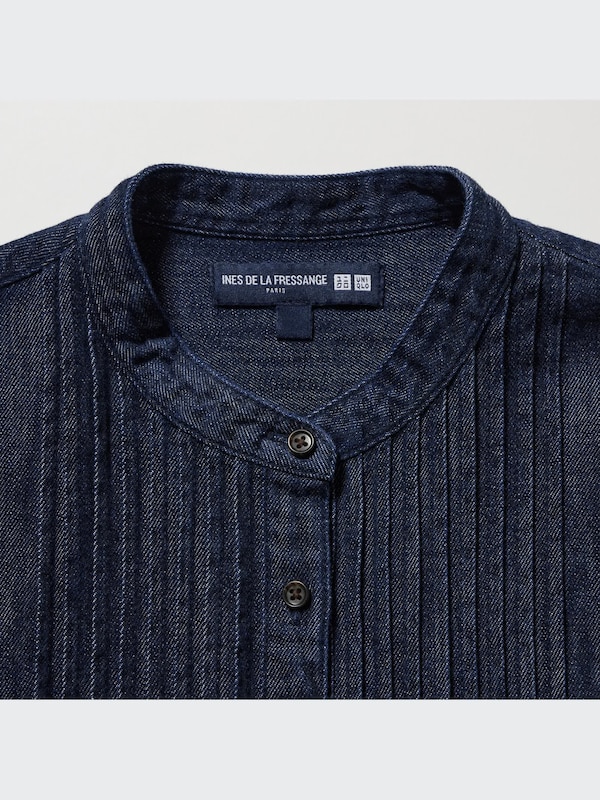 Denim Pintuck Short Sleeve Shirt