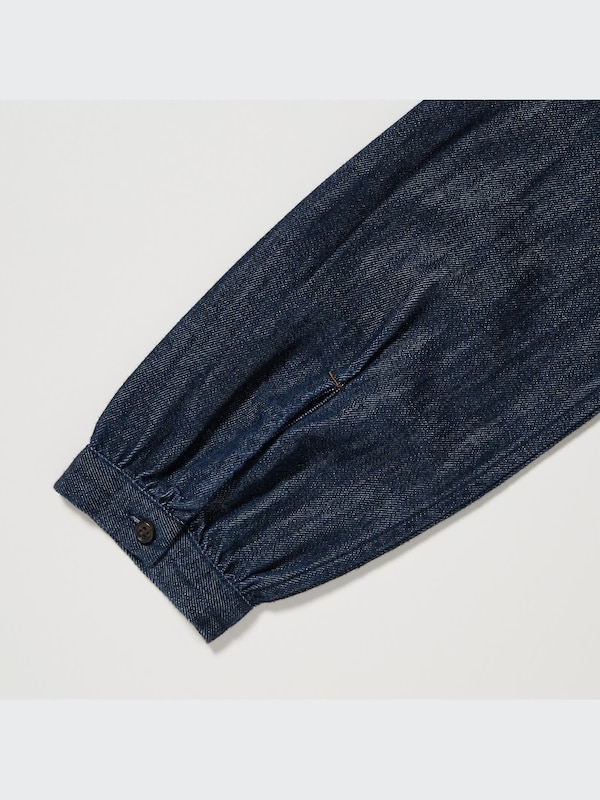 Denim Pintuck Short Sleeve Shirt