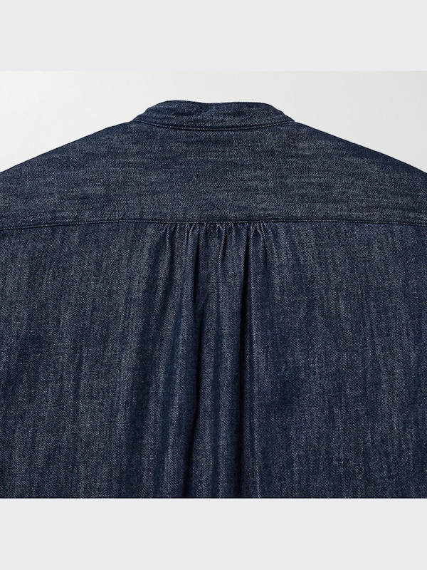 Denim Pintuck Short Sleeve Shirt