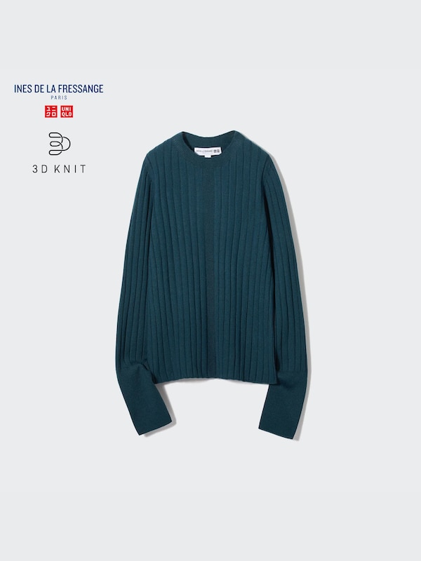 3D Knit Wide Ribbed Crew Neck Sweater
