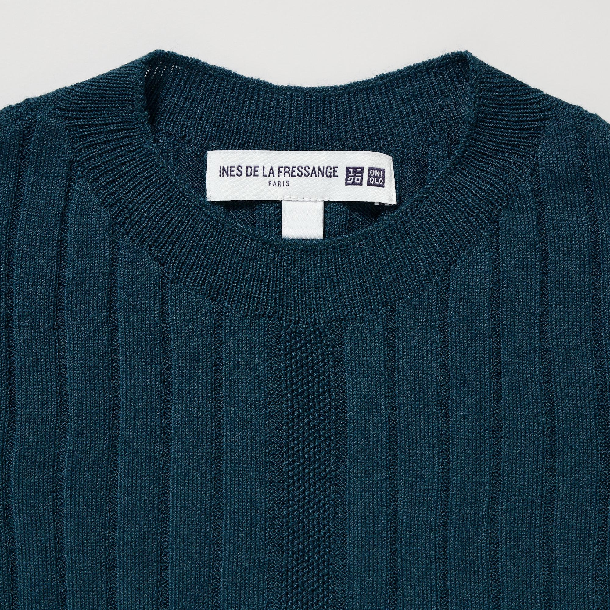 INES DE LA FRESSANGE 3D KNIT WIDE RIBBED CREW NECK SWEATER