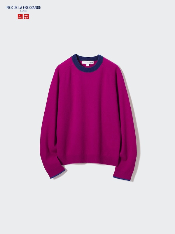 INES DE LA FRESSANGE CASHMERE LONG SLEEVE CREW NECK SWEATER