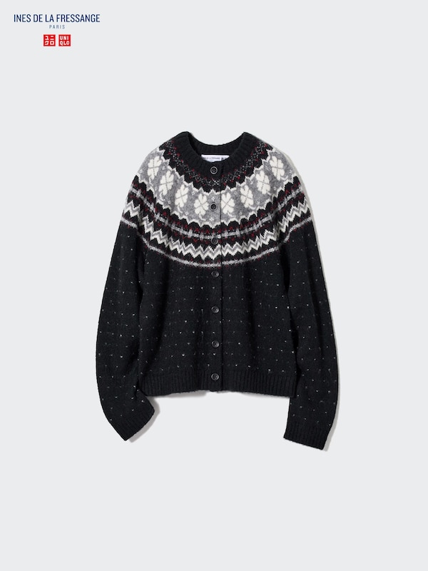 INES DE LA FRESSANGE JACQUARD CREW NECK CARDIGAN