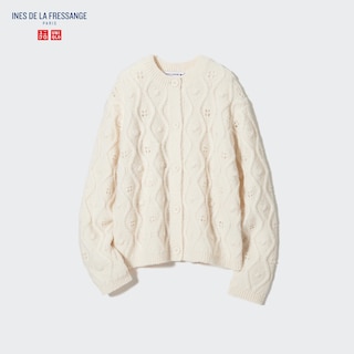 Pointelle Crew Neck Long-Sleeve Cardigan (Ines de la Fressange)