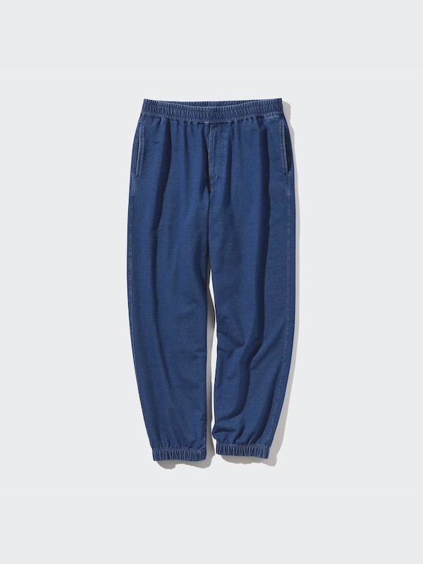 Washed Jersey Denim Jogger Pants