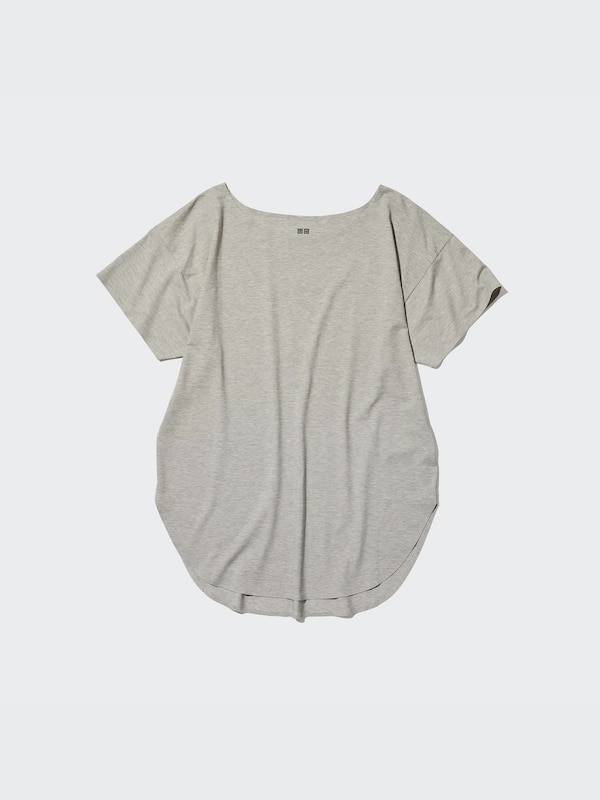 AIRism Seamless Boat Neck Short-Sleeve Long T-Shirt