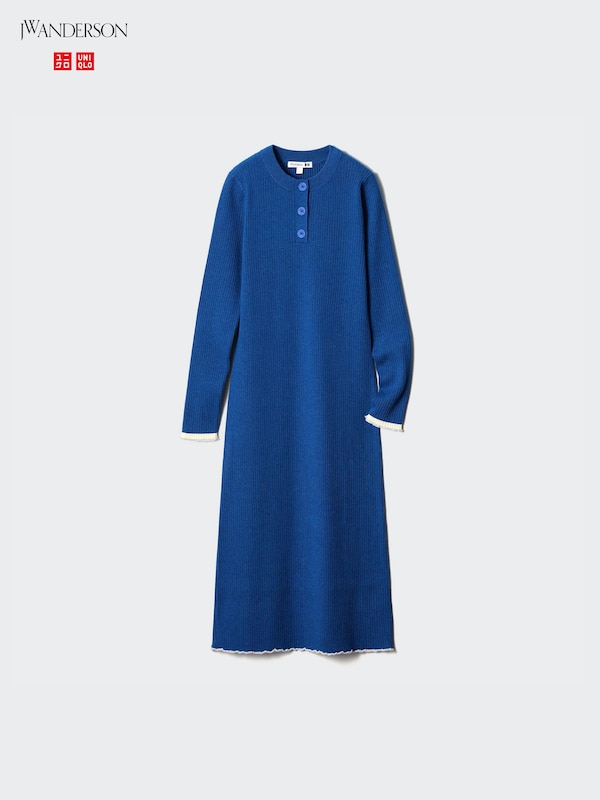 RIBBED LONG SLEEVE KNIT DRESS