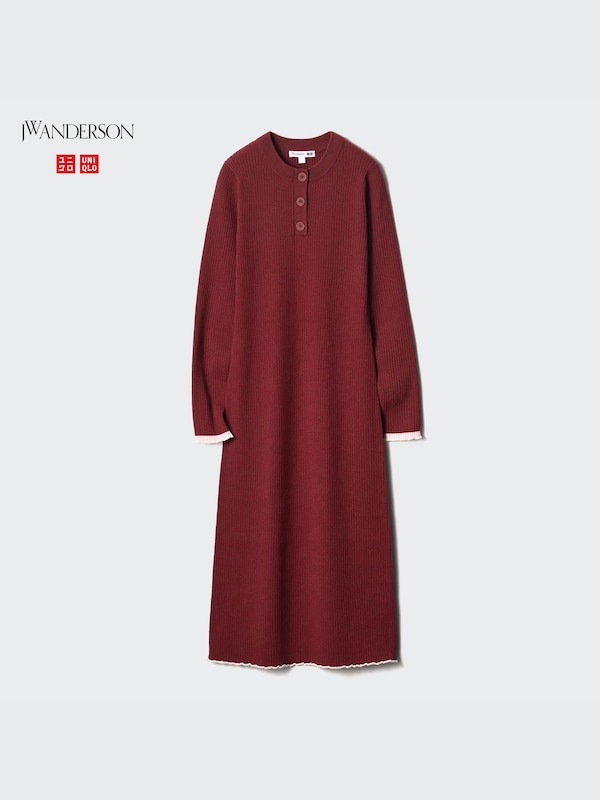 Ribbed Long-Sleeve Knit Dress