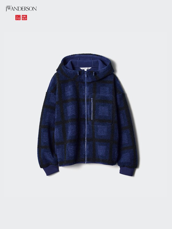 Pile Lined Fleece Printed Full-Zip Hoodie