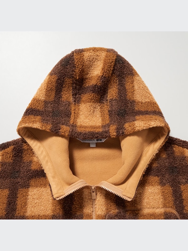 Pile Lined Fleece Printed Full-Zip Hoodie
