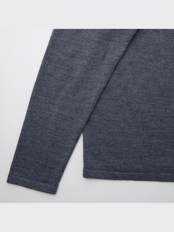 Merino Blend Long-Sleeve Crew Neck Cardigan