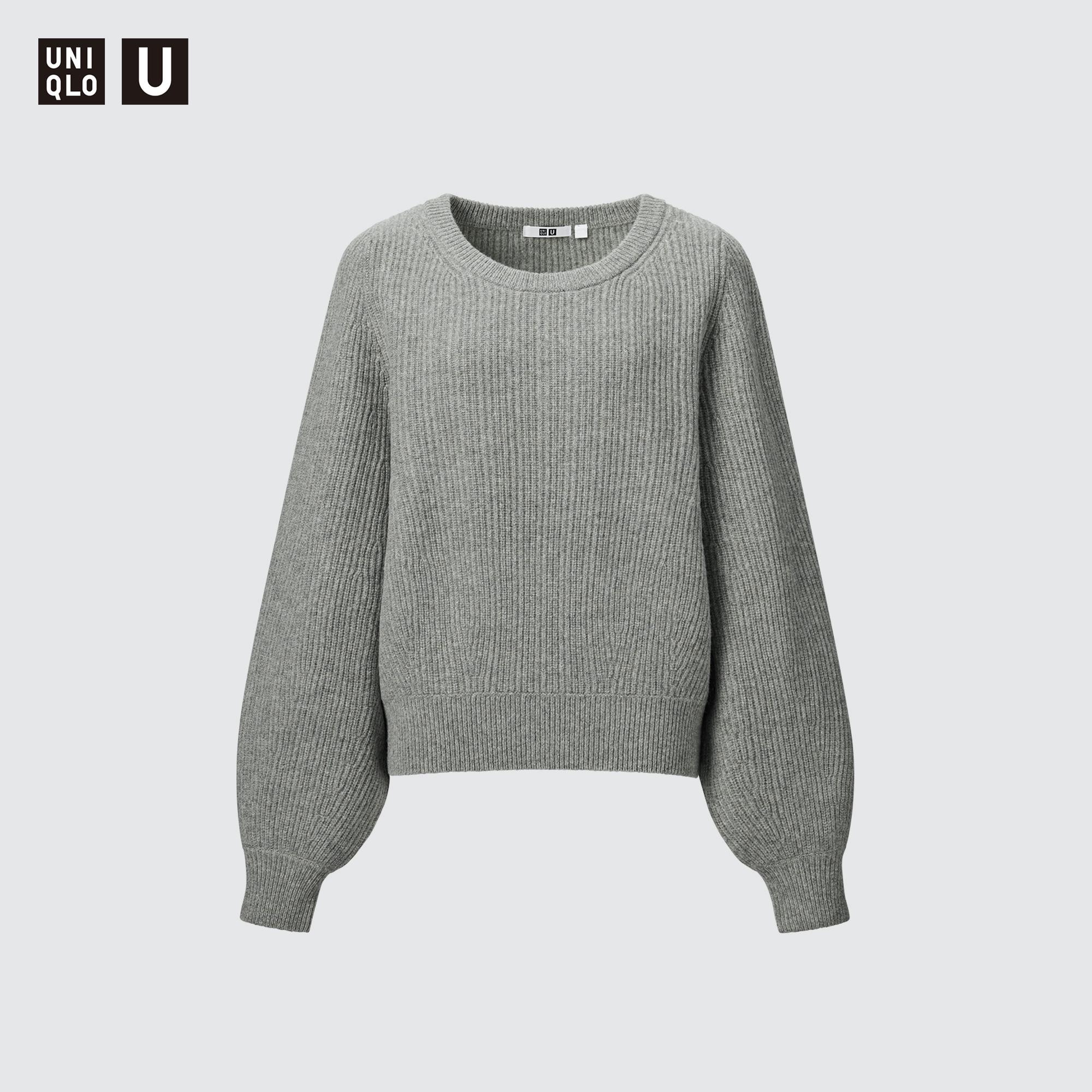 WOMEN S PREMIUM LAMBSWOOL VOLUME LONG SLEEVE SWEATER UNIQLO CA