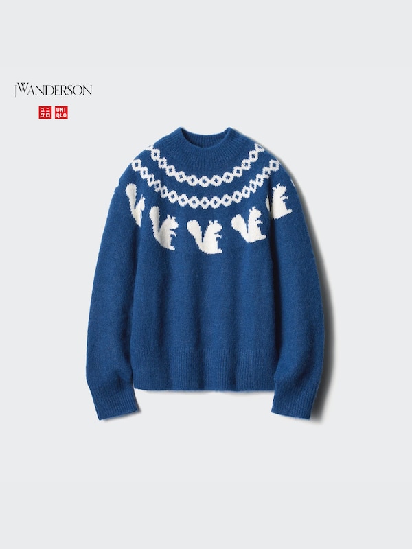 Jacquard Crew Neck Long-Sleeve Sweater