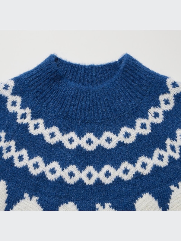 Jacquard Crew Neck Long-Sleeve Sweater