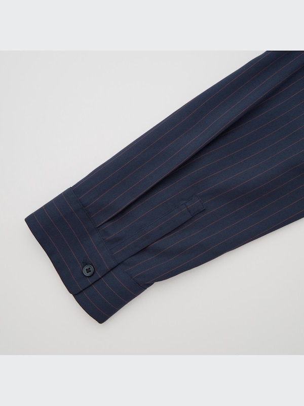 Rayon Striped Skipper Collar 3/4 Sleeved Blouse