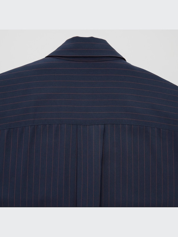 Rayon Striped Skipper Collar 3/4 Sleeved Blouse