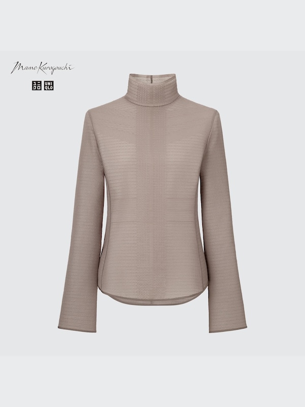MESH HIGH NECK LONG SLEEVE T-SHIRT