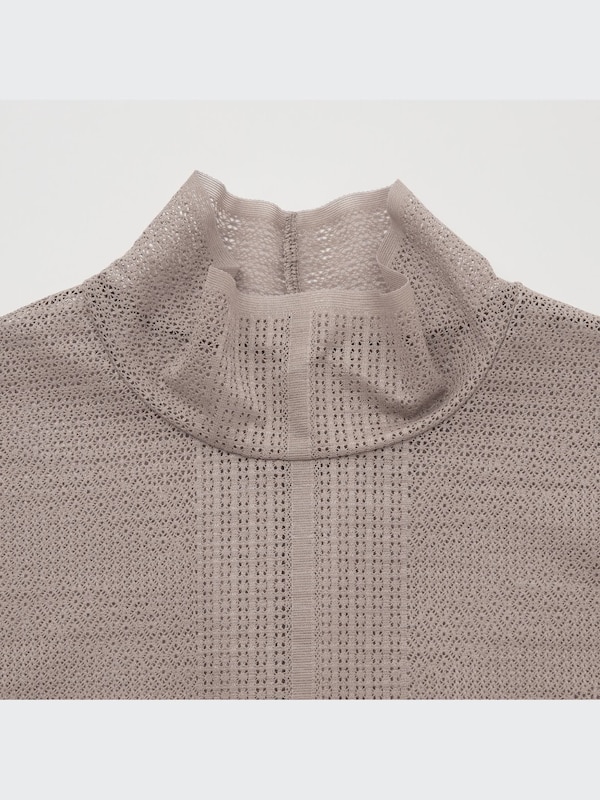 Mesh High Neck Long Sleeve T-Shirt