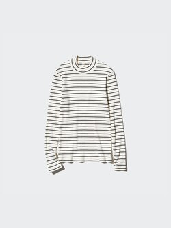 Ribbed Striped High Neck Long-Sleeve T-Shirt UNIQLO US