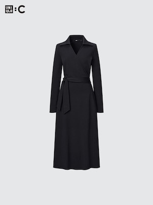 uniqlo rayon long sleeve wrap dress Women's Wrap Long-Sleeve Dress