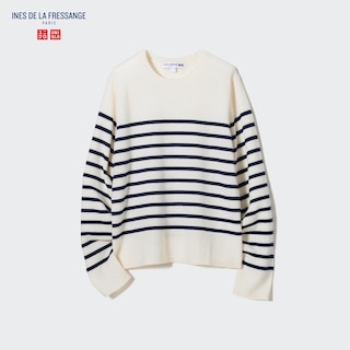 Cashmere Striped Crew Neck Long-Sleeve Sweater (Ines de la Fressange)