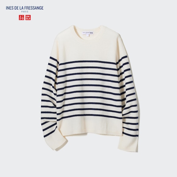 Cashmere Striped Crew Neck Long-Sleeve Sweater | UNIQLO US