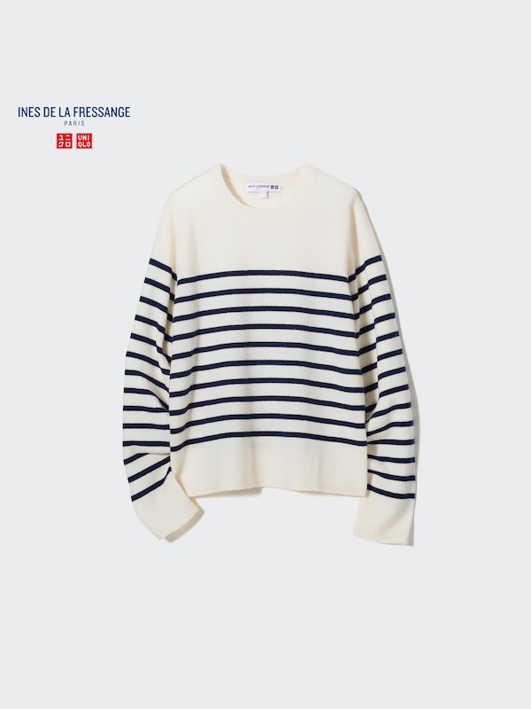 Cashmere Striped Crew Neck Long-Sleeve Sweater