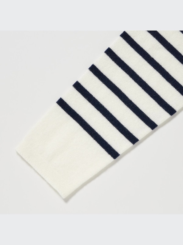 Cashmere Striped Crew Neck Long-Sleeve Sweater