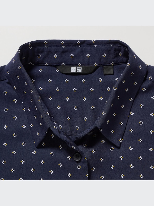 Rayon Printed Long-Sleeve Blouse