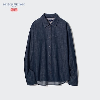 Denim Long-Sleeve Shirt (Ines de la Fressange)