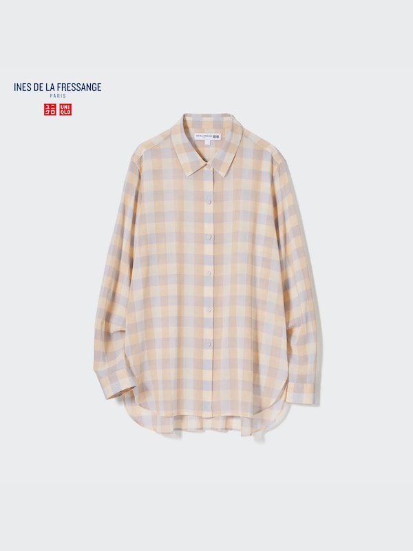 Cotton Sheer Checked Long-Sleeve Shirt