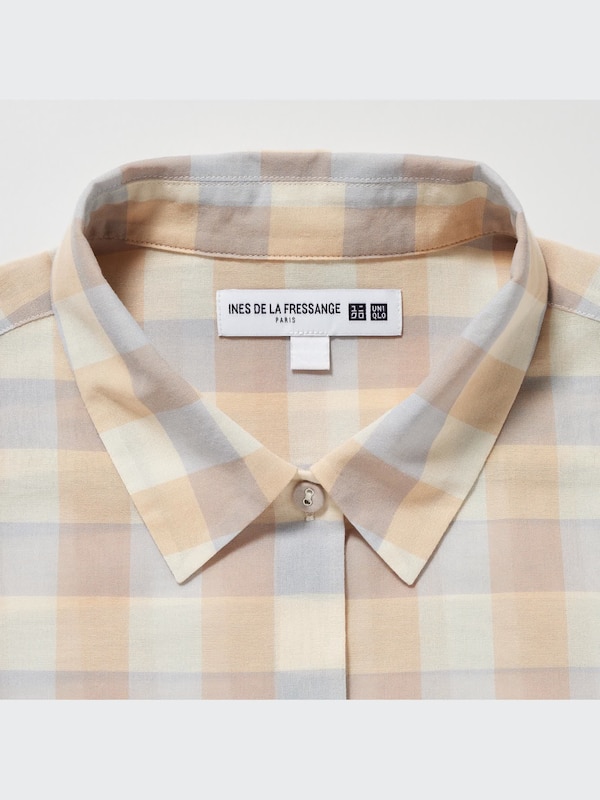 Cotton Sheer Checked Long-Sleeve Shirt