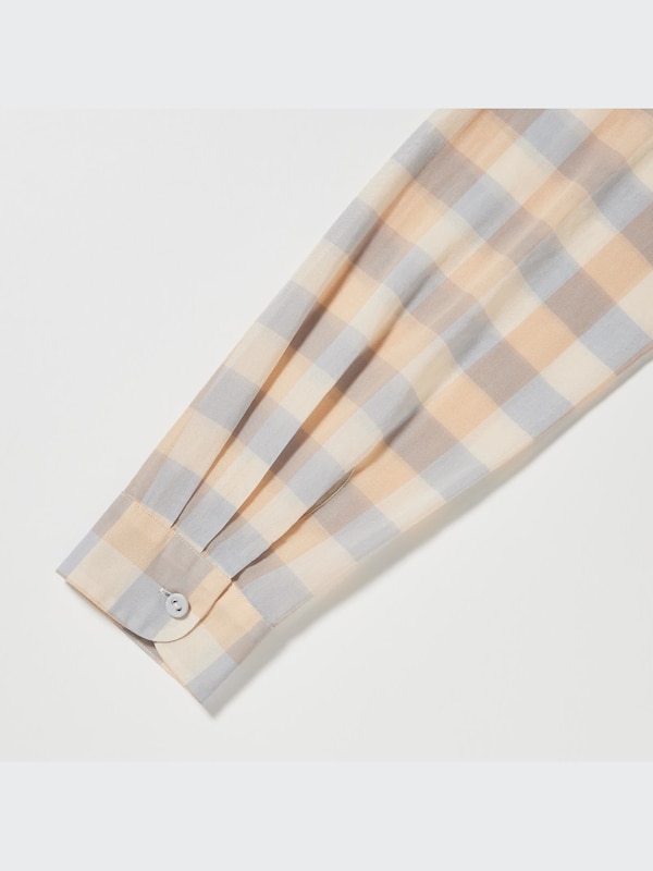 Cotton Sheer Checked Long-Sleeve Shirt