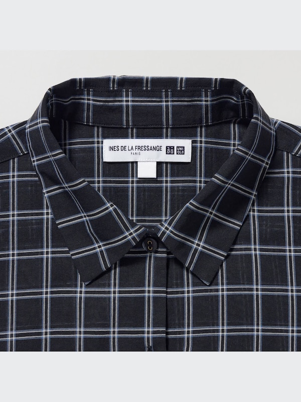 Cotton Sheer Checked Long-Sleeve Shirt