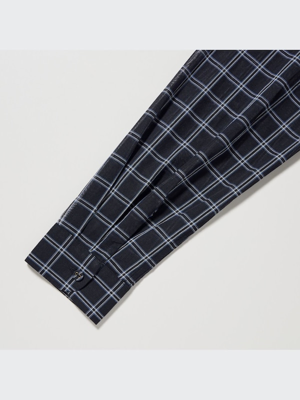 Cotton Sheer Checked Long-Sleeve Shirt
