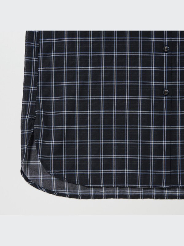 Cotton Sheer Checked Long-Sleeve Shirt